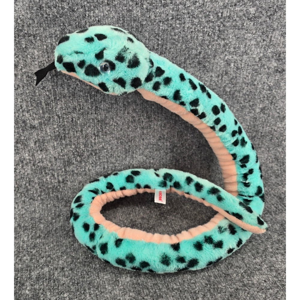 Aurora Aqua Pit Viper Snake Plush 50" Black Spotted Soft Stuffed Animal Toy